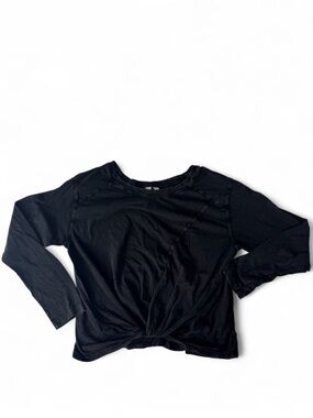 Z by Zella Black Mineral Wash Long-Sleeve Twist Front Top